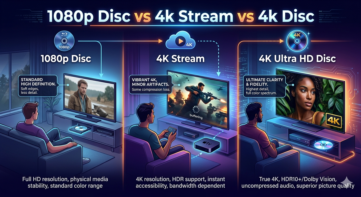 1080p Blu-ray vs 4K Streaming vs 4K UHD Blu-ray: Which One Actually Looks Best?